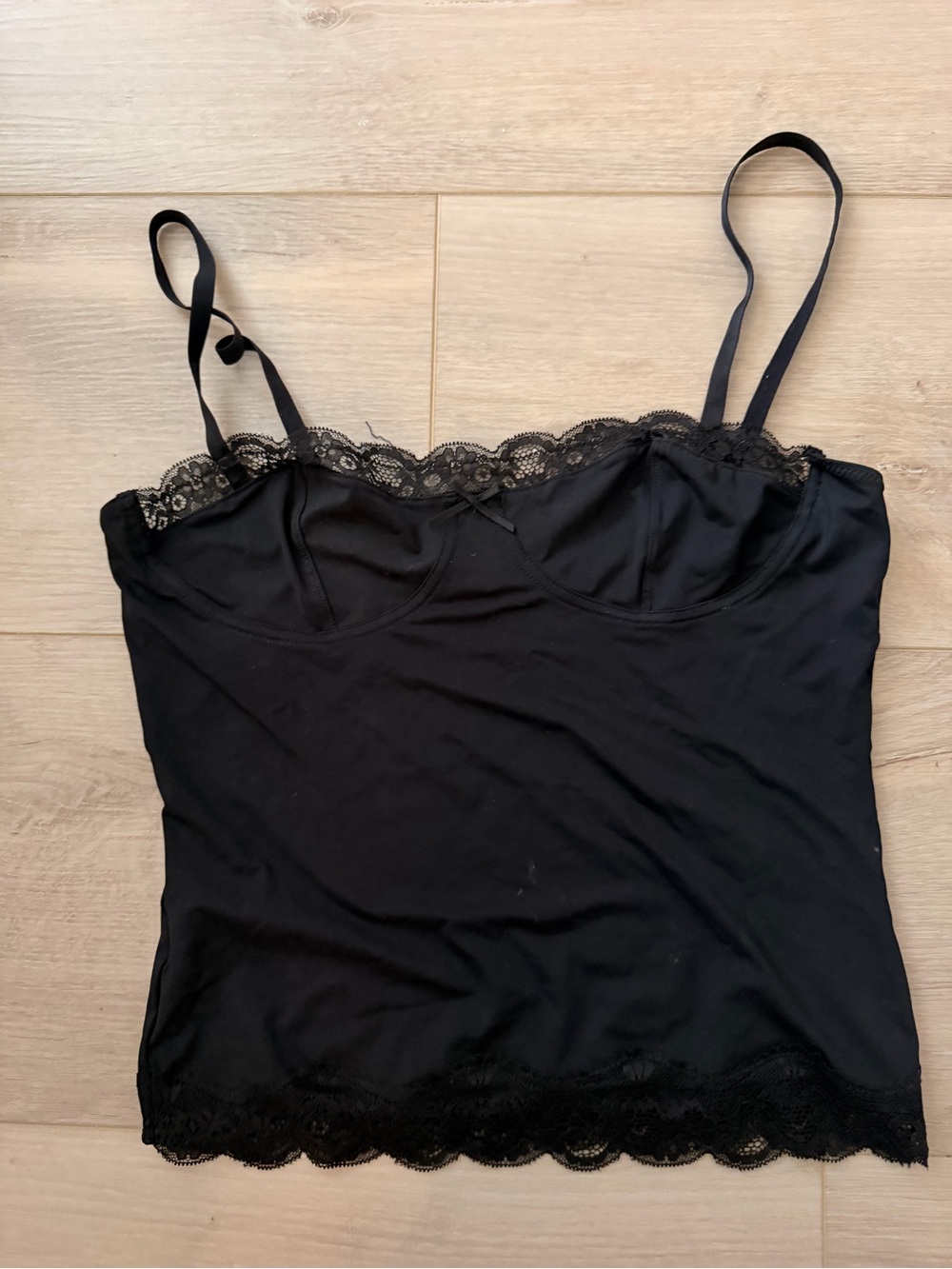 Lioness Black Lace-Trim Cami Tank Top